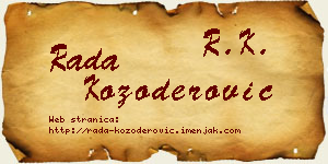 Rada Kozoderović vizit kartica